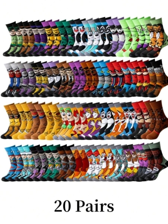 suprsocks 20 Double Women's Fashion Cartoon Pattern Round-Neck Socks, Comfortable, Casual, Street Style, Unisex Socks, Suitable For Men's Outdoor Wear In All Seasons, Unisex, Suitable For Men's Sports And Casual Wear, Suitable For Teenagers - Image 2