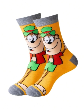 suprsocks 20 Double Women's Fashion Cartoon Pattern Round-Neck Socks, Comfortable, Casual, Street Style, Unisex Socks, Suitable For Men's Outdoor Wear In All Seasons, Unisex, Suitable For Men's Sports And Casual Wear, Suitable For Teenagers - Image 6