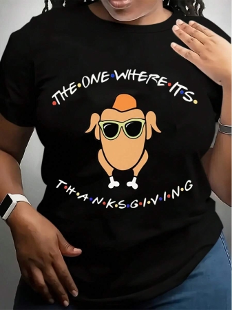 The One Where It's Thanksgiving Friends TV Show Inspired Turkey Sunglasses Graphic T-Shirt For Women - Image 2