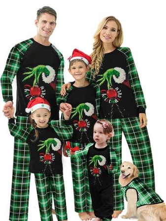 Family Matching Christmas Pajamas Set Christmas Ball Plaid Print Holiday Pajamas Sleepwear Dad Mom Kids PJs