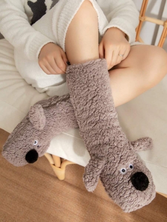 1 Pair Women's Warm Thermal Lined Anti-Slip Socks, Halloween Accessory, Christmas Gift, Fuzzy Slippers Socks For Winter - Image 4