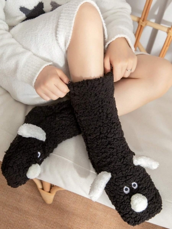 1 Pair Women's Warm Thermal Lined Anti-Slip Socks, Halloween Accessory, Christmas Gift, Fuzzy Slippers Socks For Winter - Image 7