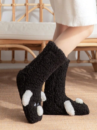 1 Pair Women's Warm Thermal Lined Anti-Slip Socks, Halloween Accessory, Christmas Gift, Fuzzy Slippers Socks For Winter - Image 9