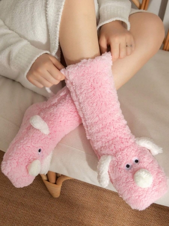 1 Pair Women's Warm Thermal Lined Anti-Slip Socks, Halloween Accessory, Christmas Gift, Fuzzy Slippers Socks For Winter - Image 12