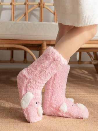 1 Pair Women's Warm Thermal Lined Anti-Slip Socks, Halloween Accessory, Christmas Gift, Fuzzy Slippers Socks For Winter - Image 14