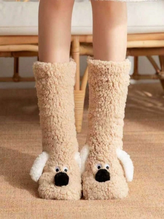 1 Pair Women's Warm Thermal Lined Anti-Slip Socks, Halloween Accessory, Christmas Gift, Fuzzy Slippers Socks For Winter - Image 19