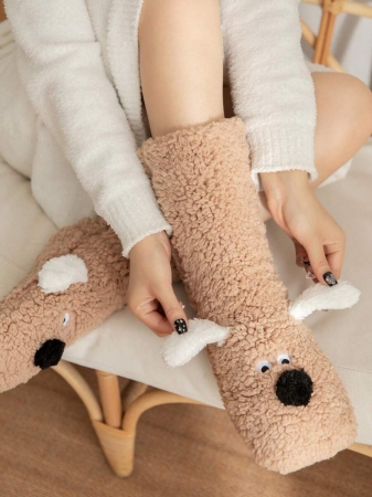 1 Pair Women's Warm Thermal Lined Anti-Slip Socks, Halloween Accessory, Christmas Gift, Fuzzy Slippers Socks For Winter - Image 23