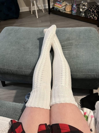 1 Pair Solid Color Wool Thigh High Socks, Over-The-Knee Socks, Thick Fleece Lined For Women, Suitable For Autumn/Winter, Holidays And Gatherings - Image 8