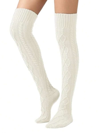 1 Pair Solid Color Wool Thigh High Socks, Over-The-Knee Socks, Thick Fleece Lined For Women, Suitable For Autumn/Winter, Holidays And Gatherings - Image 18