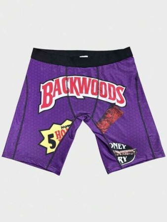 Men Long Boxer Briefs, Digital Printed Underwear, Sports/Boxing/Cycling Shorts With Cigar Pattern