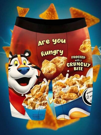 DOKER Men's Innovative Elongated Boxing Shorts With Food Printed Patterns, Soft And Skin Friendly, Quick Drying And Breathable, Elastic Fabric, Positioned Digital Printing, Men's Boxing Shorts, Fashionable And Casual, Suitable For Sports, Family Cycling, And Fun Gifts