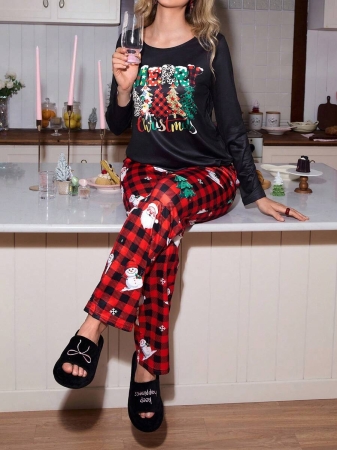 SweetSlumber Young Casual Christmas Plaid Women Knit Pajama Set, Fall Clothes Christmas Pajamas Women Christmas Pj Set Women Red Pajama Set Women Women Christmas Pjs Red Christmas Pajamas - Image 18