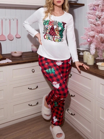 SweetSlumber Young Casual Christmas Plaid Women Knit Pajama Set, Fall Clothes Christmas Pajamas Women Christmas Pj Set Women Red Pajama Set Women Women Christmas Pjs Red Christmas Pajamas - Image 28