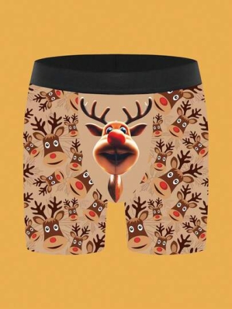 NotGurli 1pc Men's Christmas Element Boxer Briefs