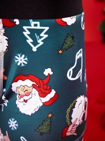 NotGurli Christmas Funny Print Cartoon Quirky Santa Claus, Gift Box, Candy Cane, Bells, Snowflakes, Snowman, Family Party Men's Mid-Length Boxer Briefs - Image 8