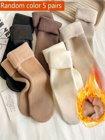 5 Pairs Women's Winter Thermal Socks - Ultra Soft Thermal Lined & Non-Slip | Indoor Cozy House Socks For Snow Boots | Cold-Proof Essentials (Assorted Colors)