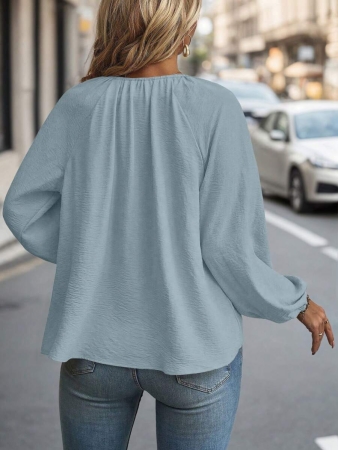 Auvina Plus Size Women's Front-Tied Lantern Sleeve Blouse Fall Cloth For Women - Image 20