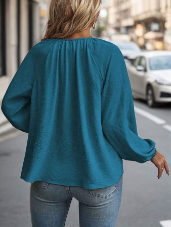 Auvina Plus Size Women's Front-Tied Lantern Sleeve Blouse Fall Cloth For Women - Image 30