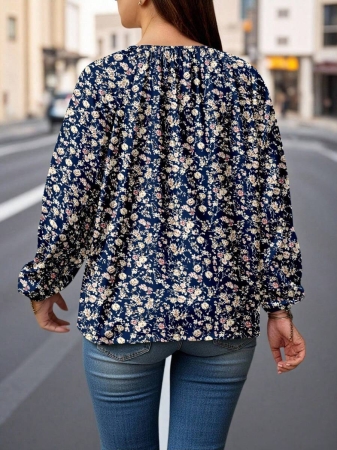 Auvina Plus Size Women's Front-Tied Lantern Sleeve Blouse Fall Cloth For Women - Image 62