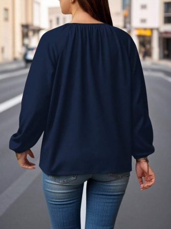 Auvina Plus Size Women's Front-Tied Lantern Sleeve Blouse Fall Cloth For Women - Image 65