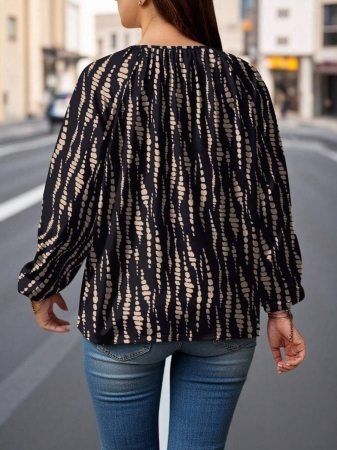 Auvina Plus Size Women's Front-Tied Lantern Sleeve Blouse Fall Cloth For Women - Image 74