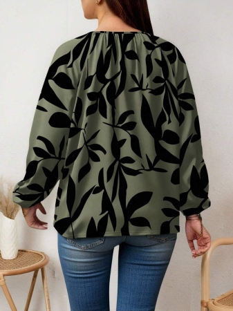 Auvina Plus Size Women's Front-Tied Lantern Sleeve Blouse Fall Cloth For Women - Image 77