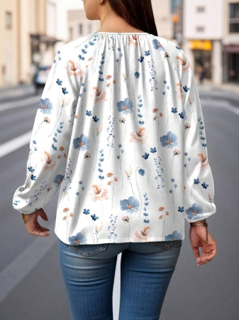 Auvina Plus Size Women's Front-Tied Lantern Sleeve Blouse Fall Cloth For Women - Image 83