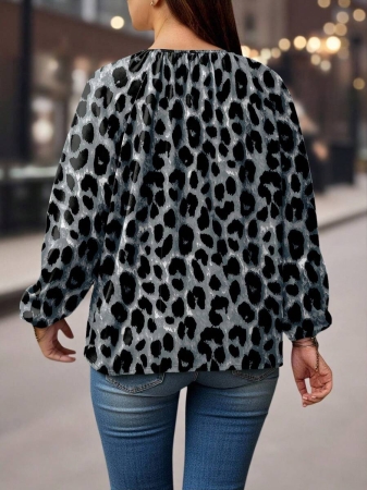 Auvina Plus Size Women's Front-Tied Lantern Sleeve Blouse Fall Cloth For Women - Image 86