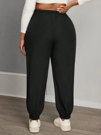 SHEIN PETITE CURVE Plus Size Drawstring Waist Pants, Jogger Pants, Loose Fit - Image 3