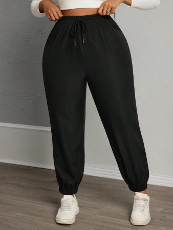 SHEIN PETITE CURVE Plus Size Drawstring Waist Pants, Jogger Pants, Loose Fit - Image 6