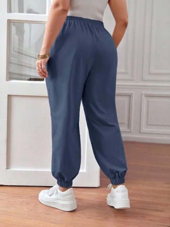 SHEIN PETITE CURVE Plus Size Drawstring Waist Pants, Jogger Pants, Loose Fit - Image 9