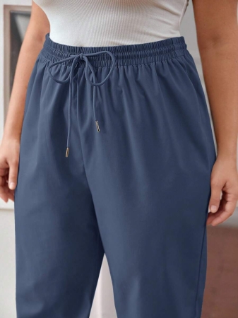 SHEIN PETITE CURVE Plus Size Drawstring Waist Pants, Jogger Pants, Loose Fit - Image 10