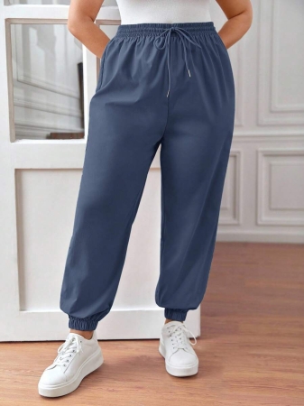 SHEIN PETITE CURVE Plus Size Drawstring Waist Pants, Jogger Pants, Loose Fit - Image 11