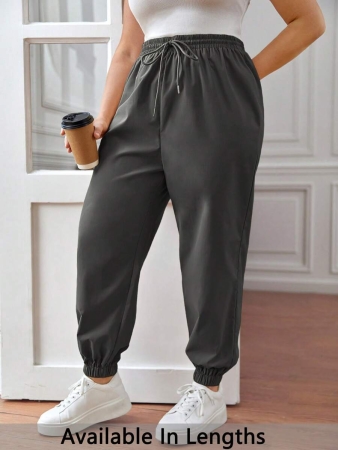 SHEIN PETITE CURVE Plus Size Drawstring Waist Pants, Jogger Pants, Loose Fit - Image 13