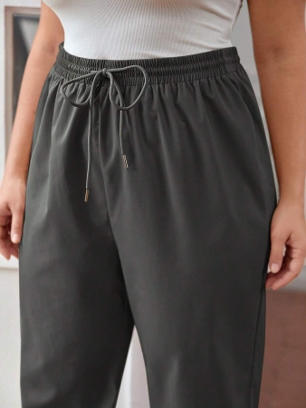 SHEIN PETITE CURVE Plus Size Drawstring Waist Pants, Jogger Pants, Loose Fit - Image 16