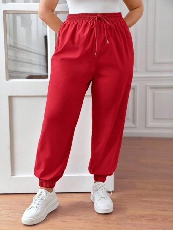SHEIN PETITE CURVE Plus Size Drawstring Waist Pants, Jogger Pants, Loose Fit - Image 22