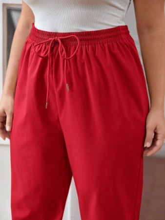 SHEIN PETITE CURVE Plus Size Drawstring Waist Pants, Jogger Pants, Loose Fit - Image 24