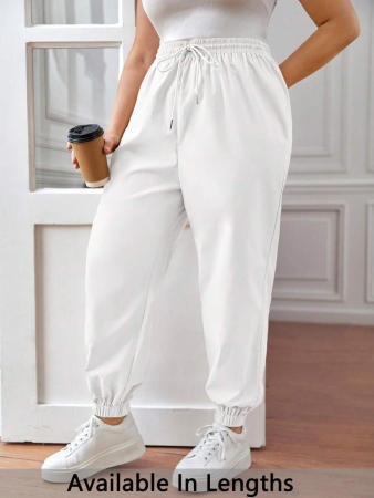 SHEIN PETITE CURVE Plus Size Drawstring Waist Pants, Jogger Pants, Loose Fit - Image 25