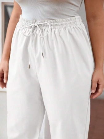 SHEIN PETITE CURVE Plus Size Drawstring Waist Pants, Jogger Pants, Loose Fit - Image 28