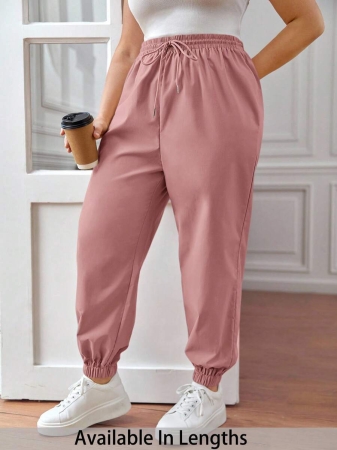 SHEIN PETITE CURVE Plus Size Drawstring Waist Pants, Jogger Pants, Loose Fit - Image 29
