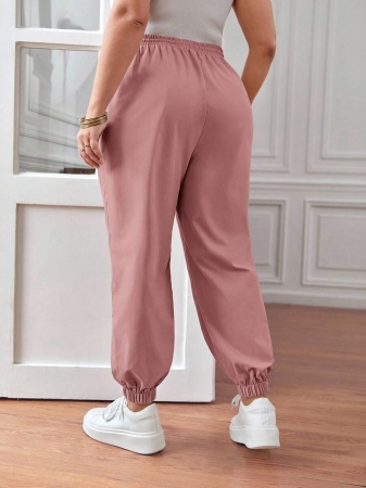 SHEIN PETITE CURVE Plus Size Drawstring Waist Pants, Jogger Pants, Loose Fit - Image 33