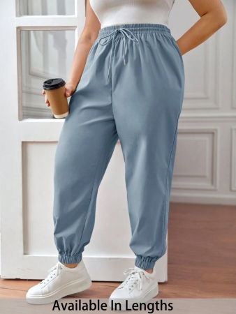 SHEIN PETITE CURVE Plus Size Drawstring Waist Pants, Jogger Pants, Loose Fit - Image 34