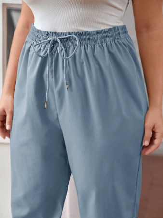 SHEIN PETITE CURVE Plus Size Drawstring Waist Pants, Jogger Pants, Loose Fit - Image 36