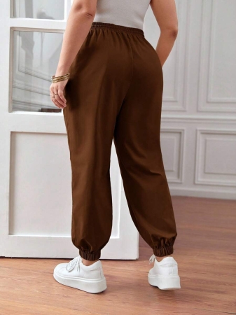 SHEIN PETITE CURVE Plus Size Drawstring Waist Pants, Jogger Pants, Loose Fit - Image 42