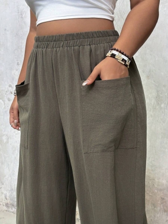 Freevana Plus Size Casual Elastic Waist Pocketed Tapered Leg Pants - Image 13