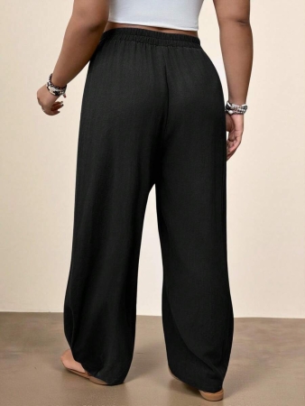 Freevana Plus Size Casual Elastic Waist Pocketed Tapered Leg Pants - Image 21