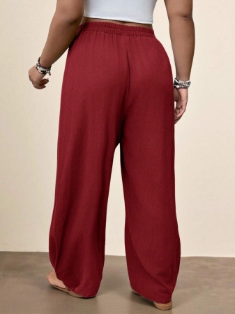 Freevana Plus Size Casual Elastic Waist Pocketed Tapered Leg Pants - Image 27