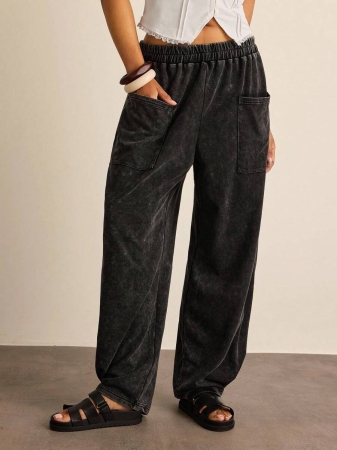 Freevana Plus Size Casual Elastic Waist Pocketed Tapered Leg Pants - Image 38