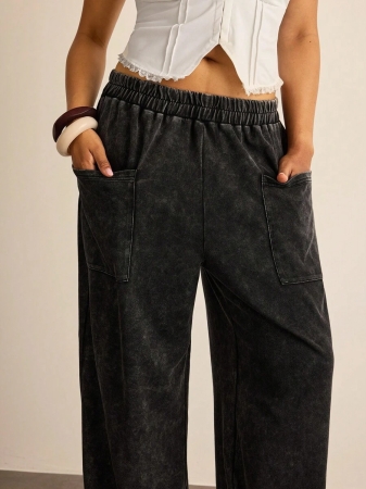 Freevana Plus Size Casual Elastic Waist Pocketed Tapered Leg Pants - Image 41