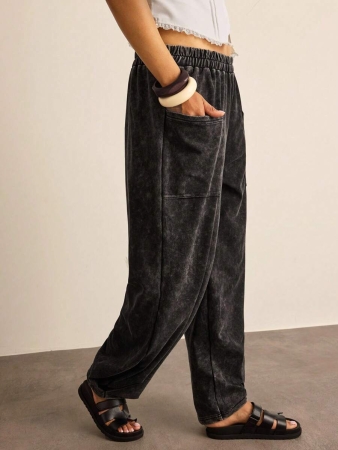 Freevana Plus Size Casual Elastic Waist Pocketed Tapered Leg Pants - Image 42